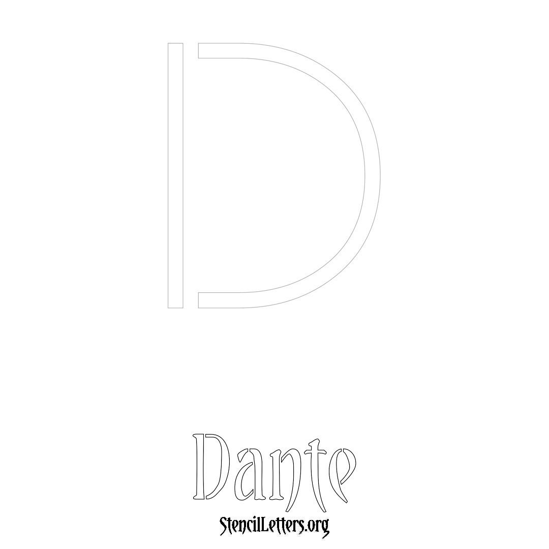 Dante printable name initial stencil in Simple Elegant Lettering