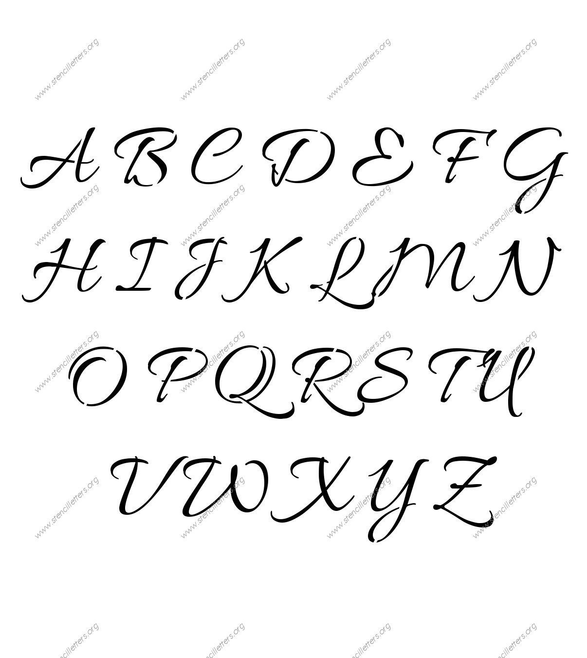 Connected Cursive A to Z alphabet stencils