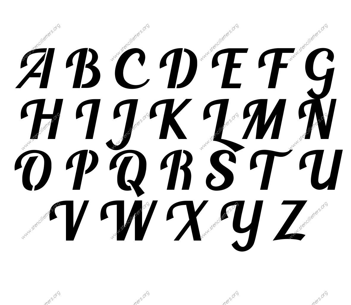 Script Calligraphy A to Z alphabet stencils