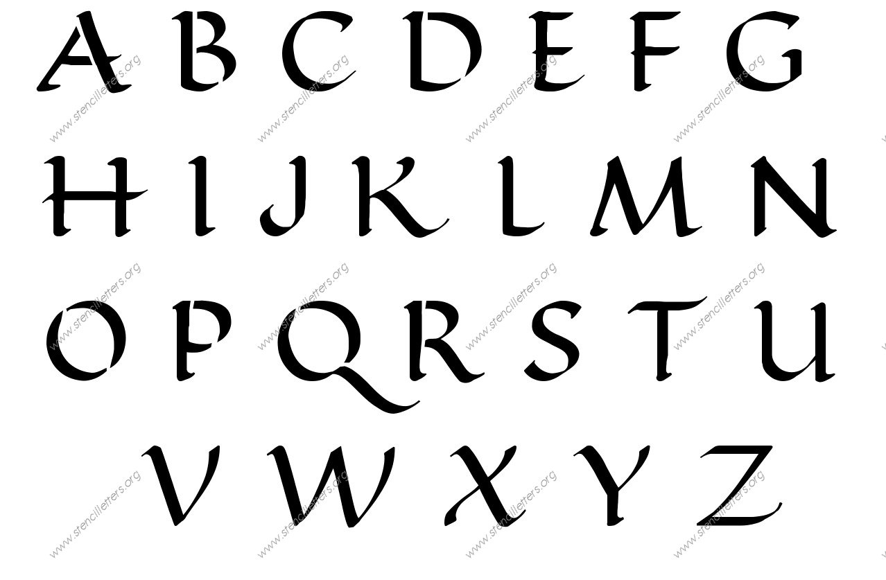 Decorative Writing Calligraphy A to Z alphabet stencils