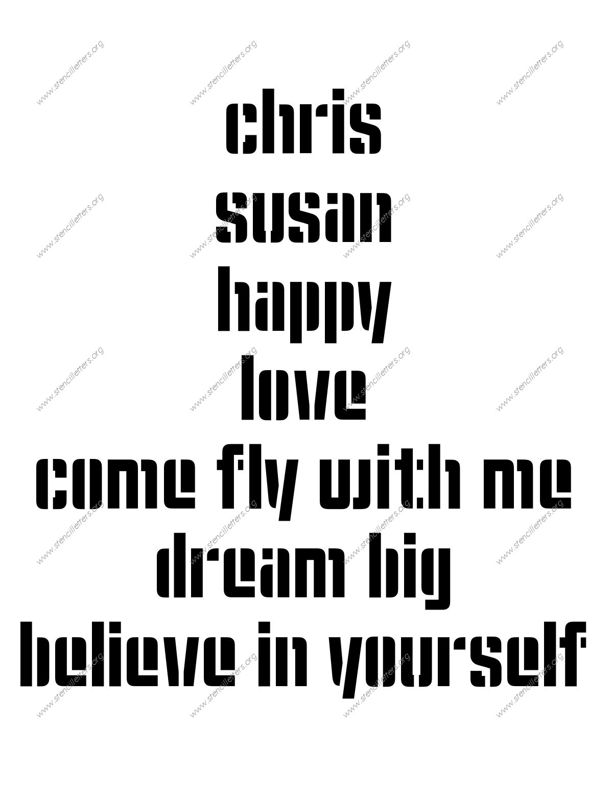 Trendy Modern lowercase stencil Names, Words, Phrases samples