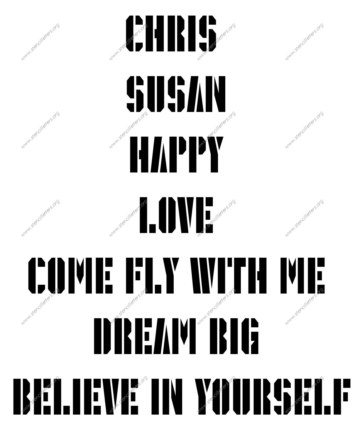 Octagonal Army Names, Words, Phrases samples