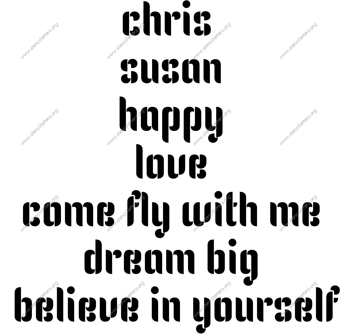 Gothic Headline Decorative lowercase stencil Names, Words, Phrases samples