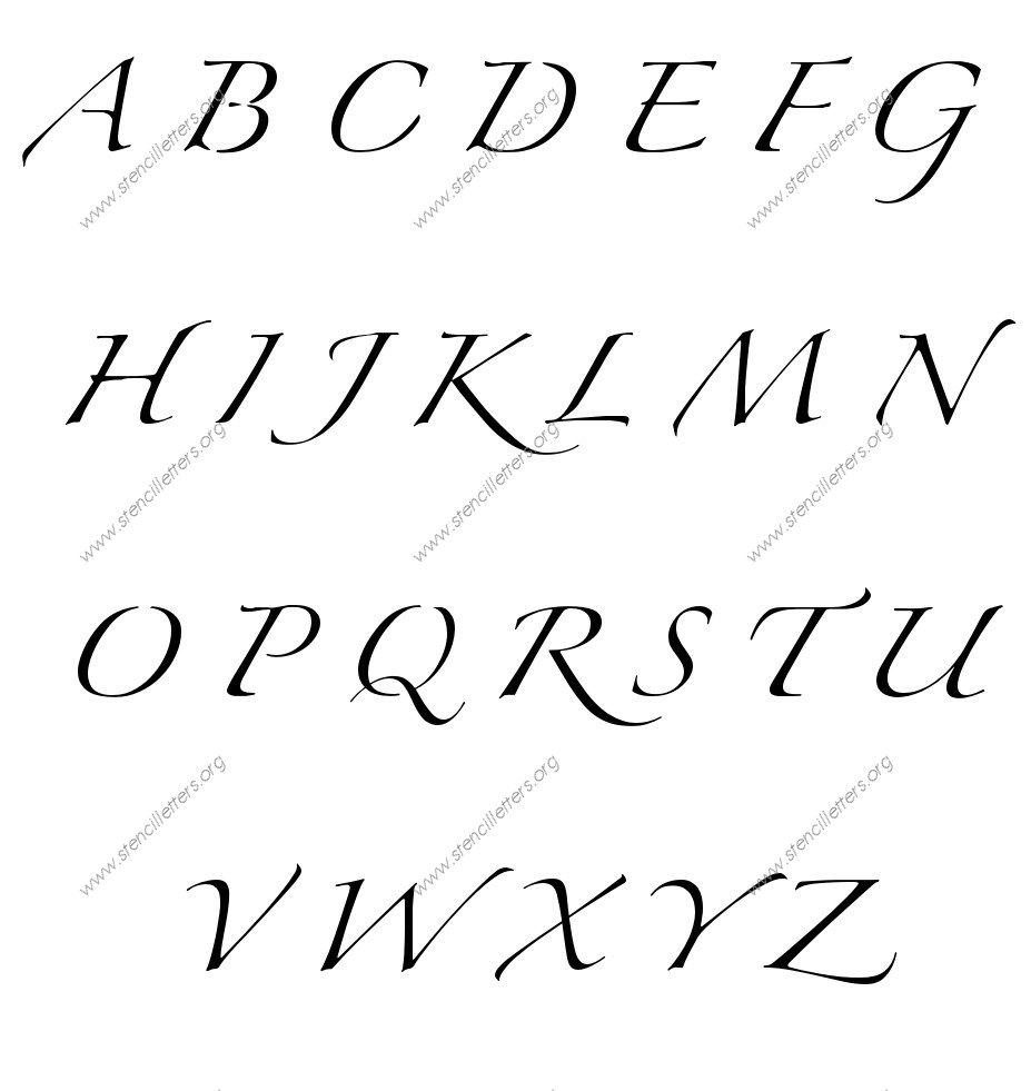 Script Cursive A to Z alphabet stencils