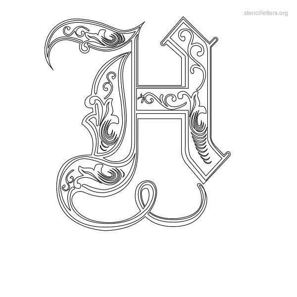 Stencil Letter Decorative H