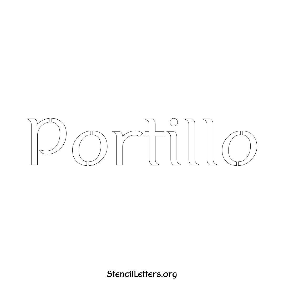 Portillo name stencil in Ancient Lettering