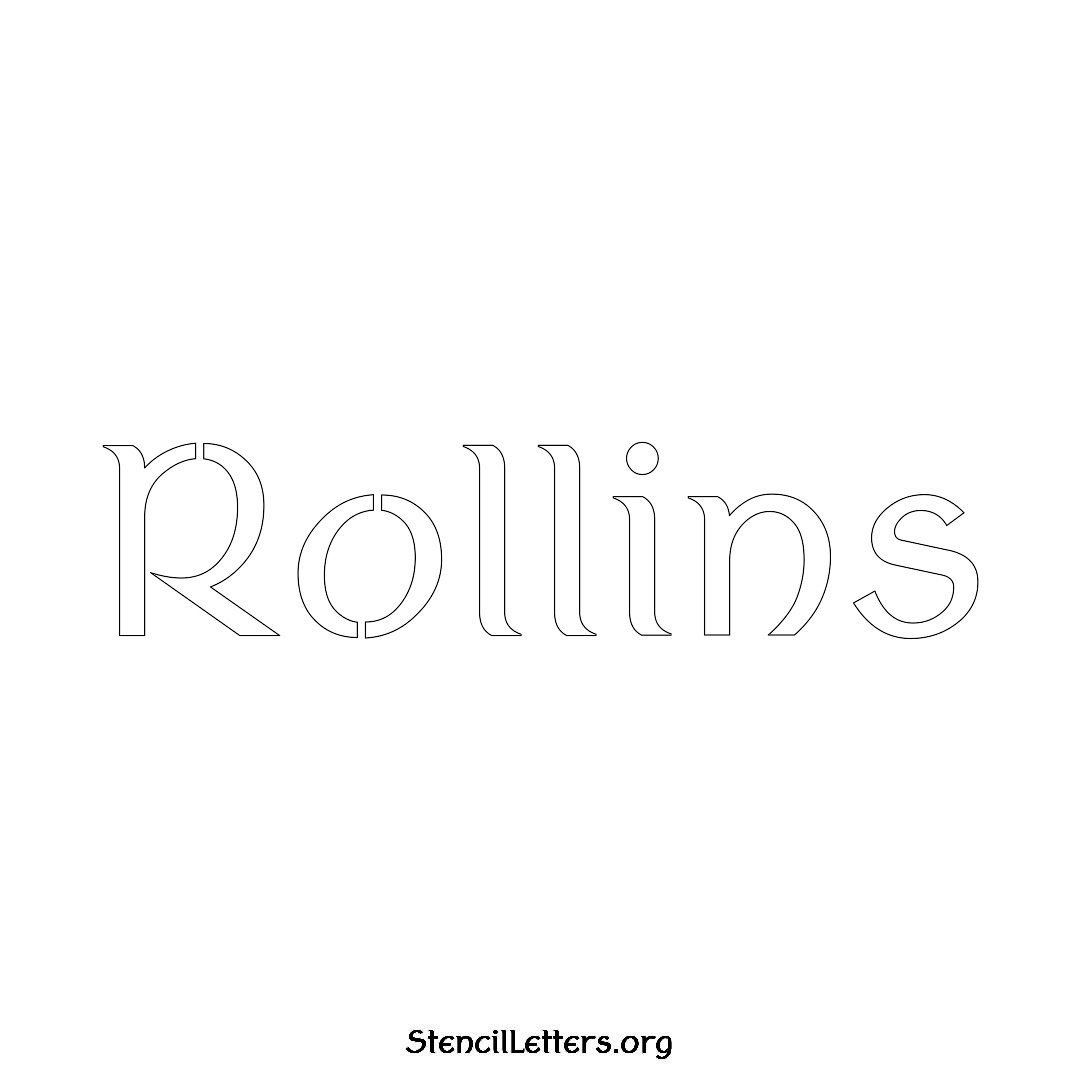 Rollins name stencil in Ancient Lettering