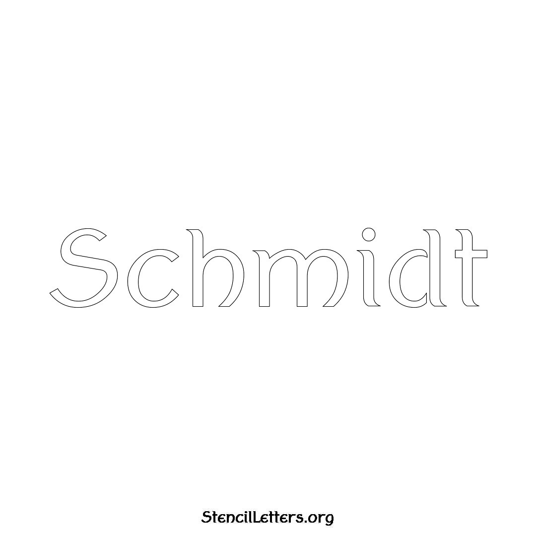 Schmidt name stencil in Ancient Lettering