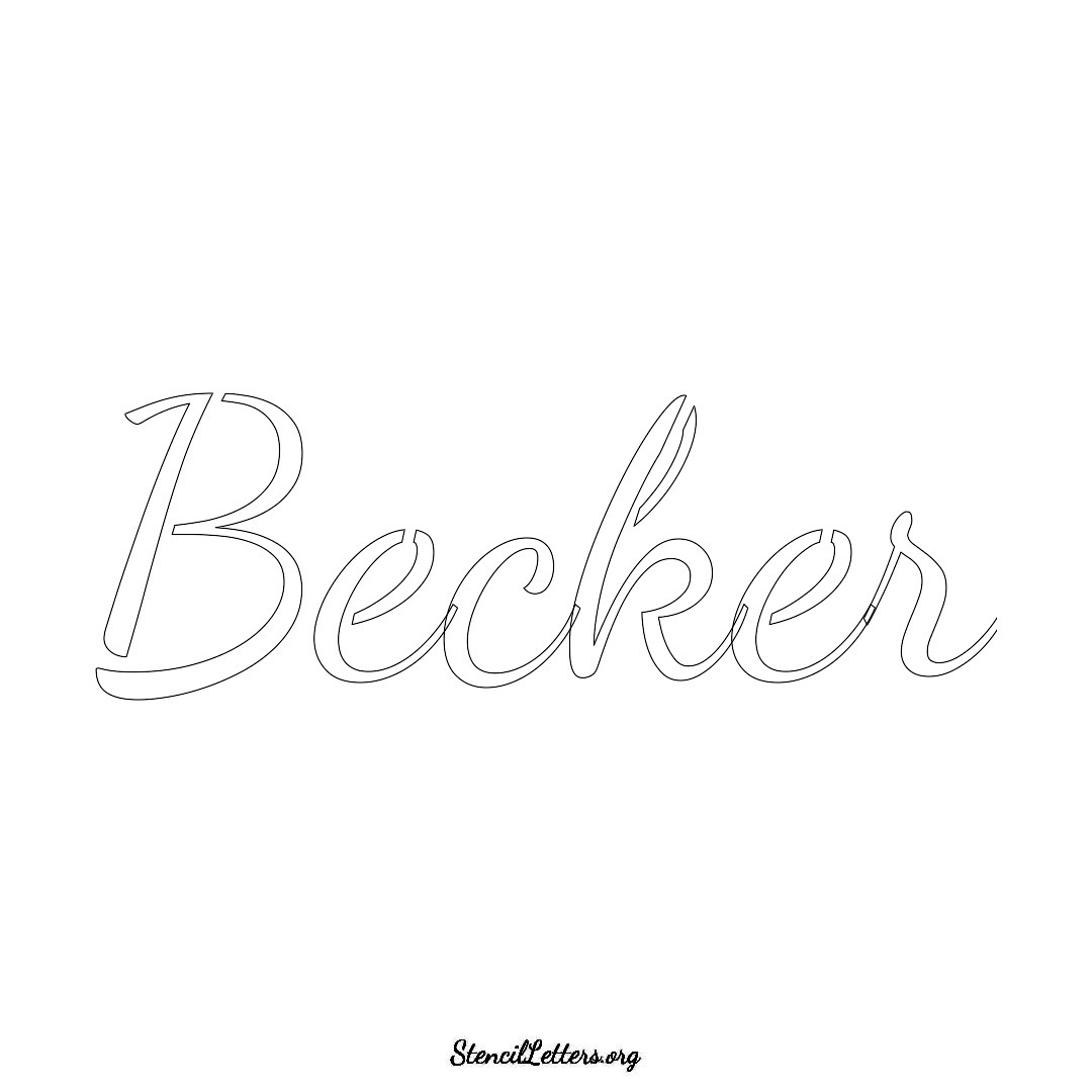 Becker name stencil in Cursive Script Lettering