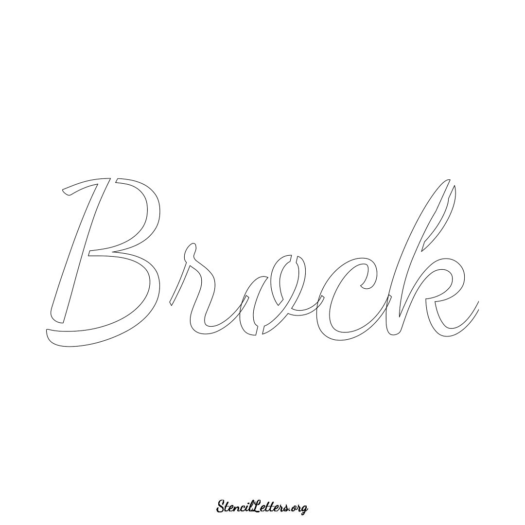 Brock name stencil in Cursive Script Lettering