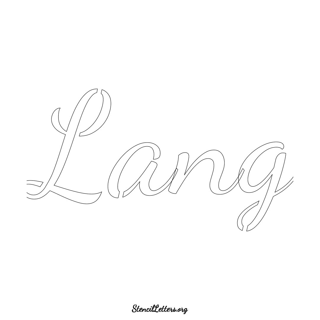 Lang name stencil in Cursive Script Lettering