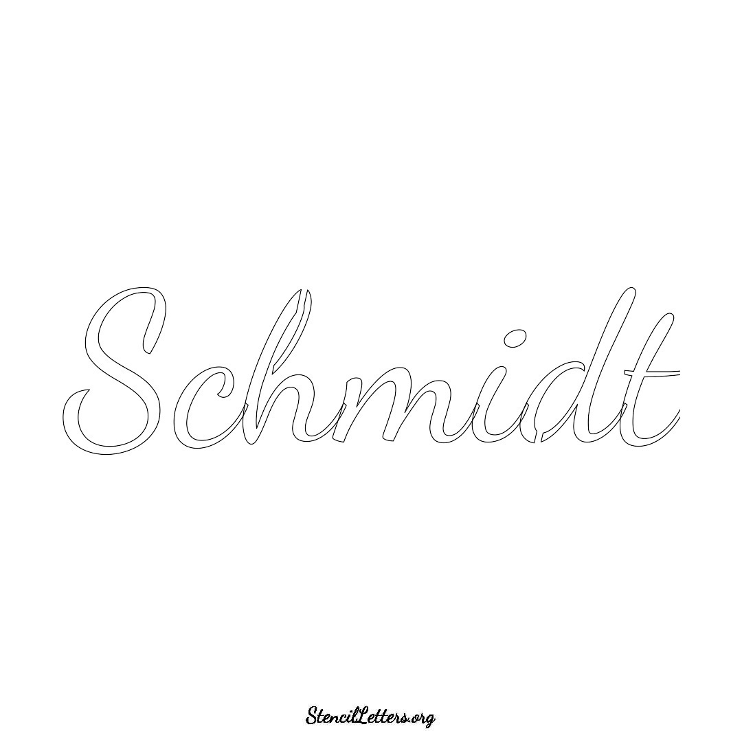 Schmidt name stencil in Cursive Script Lettering