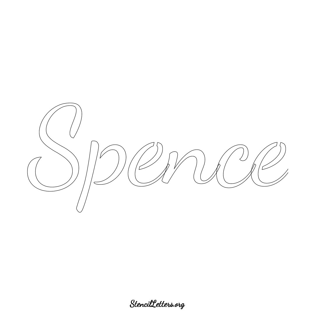 Spence name stencil in Cursive Script Lettering