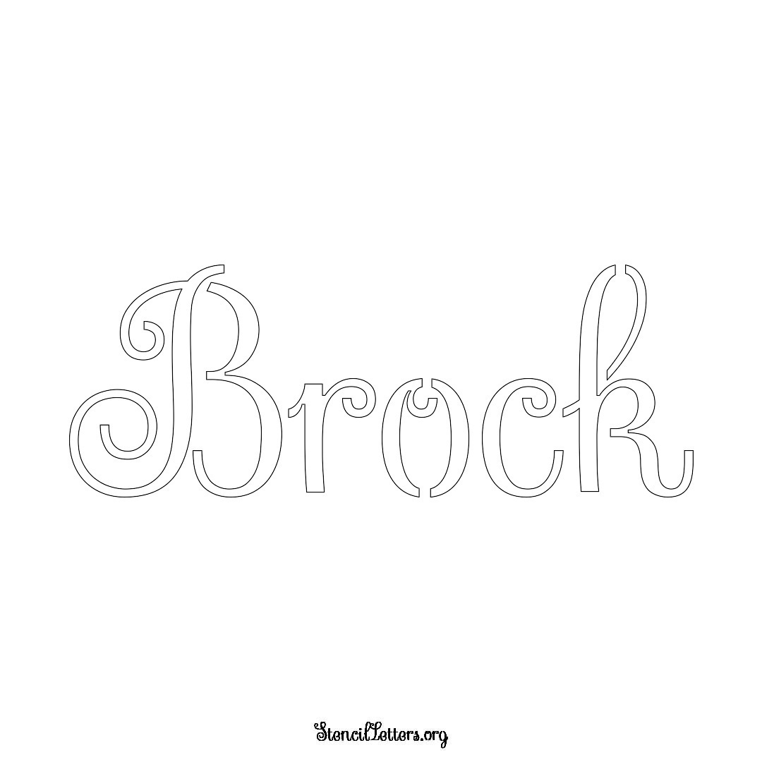 Brock name stencil in Ornamental Cursive Lettering