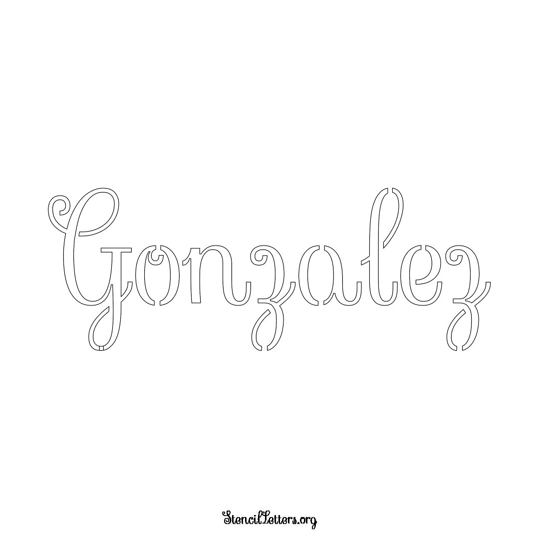Gonzalez name stencil in Ornamental Cursive Lettering