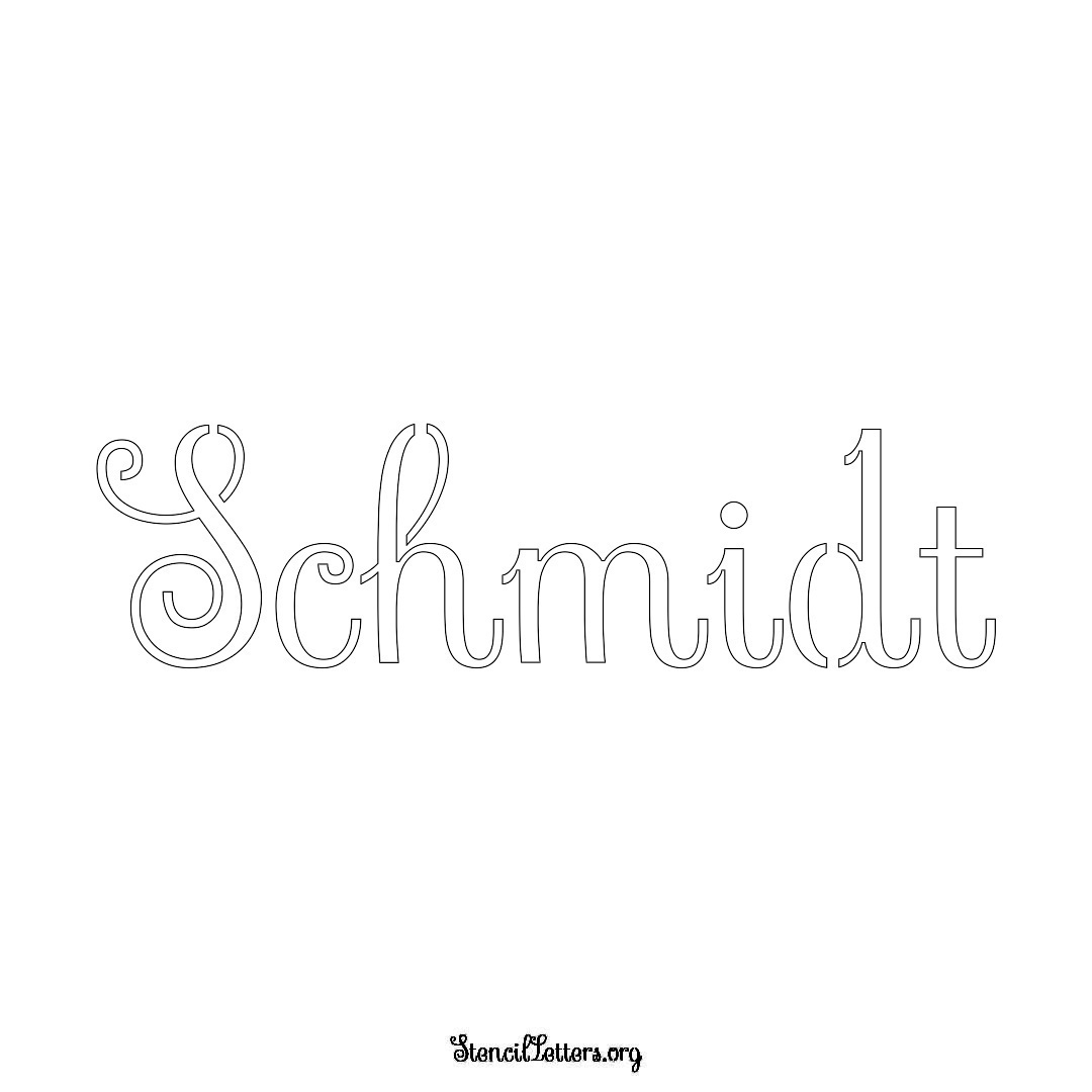 Schmidt name stencil in Ornamental Cursive Lettering