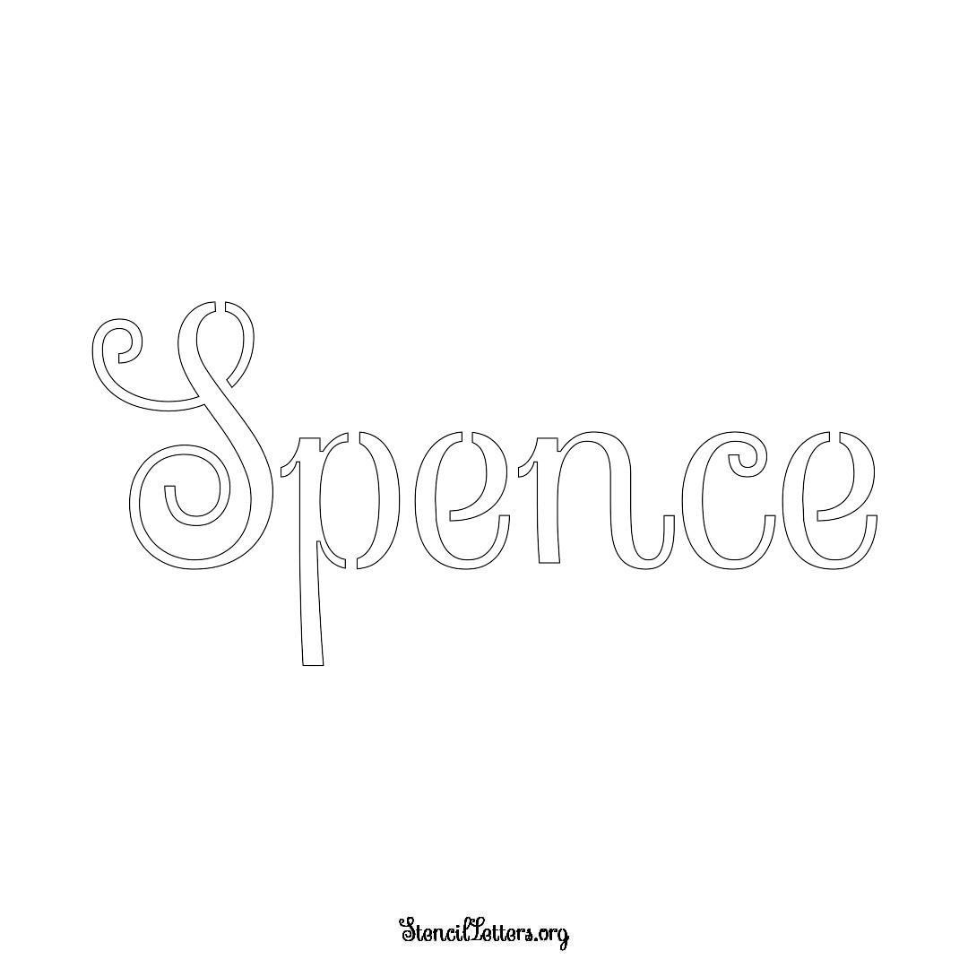 Spence name stencil in Ornamental Cursive Lettering