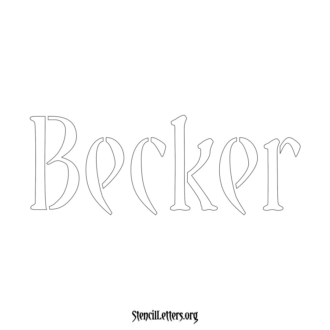 Becker name stencil in Vintage Brush Lettering