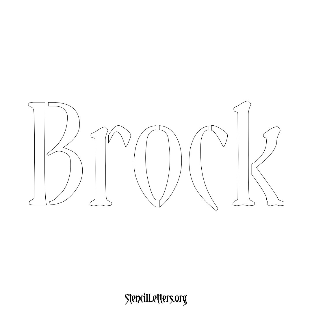Brock name stencil in Vintage Brush Lettering