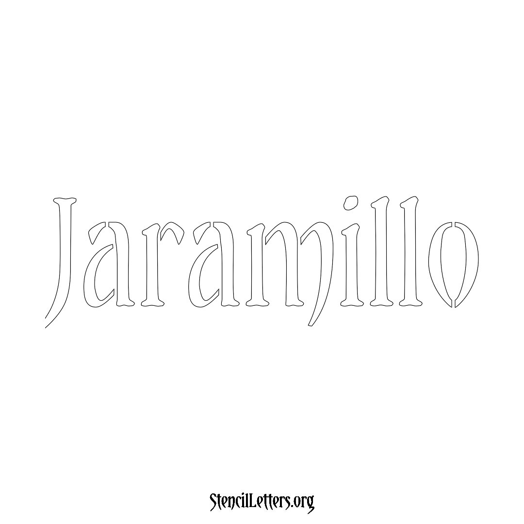 Jaramillo name stencil in Vintage Brush Lettering
