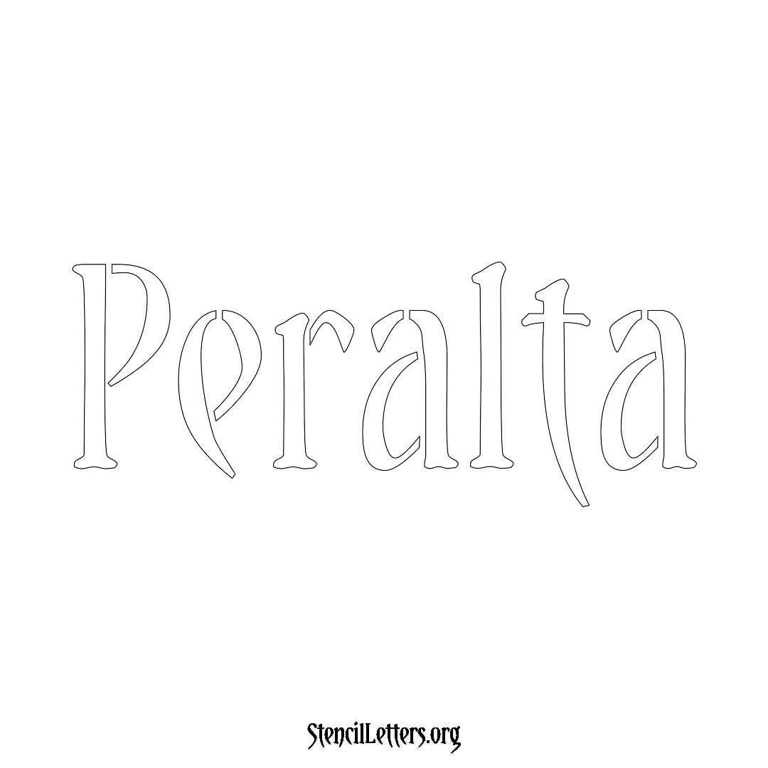 Peralta name stencil in Vintage Brush Lettering
