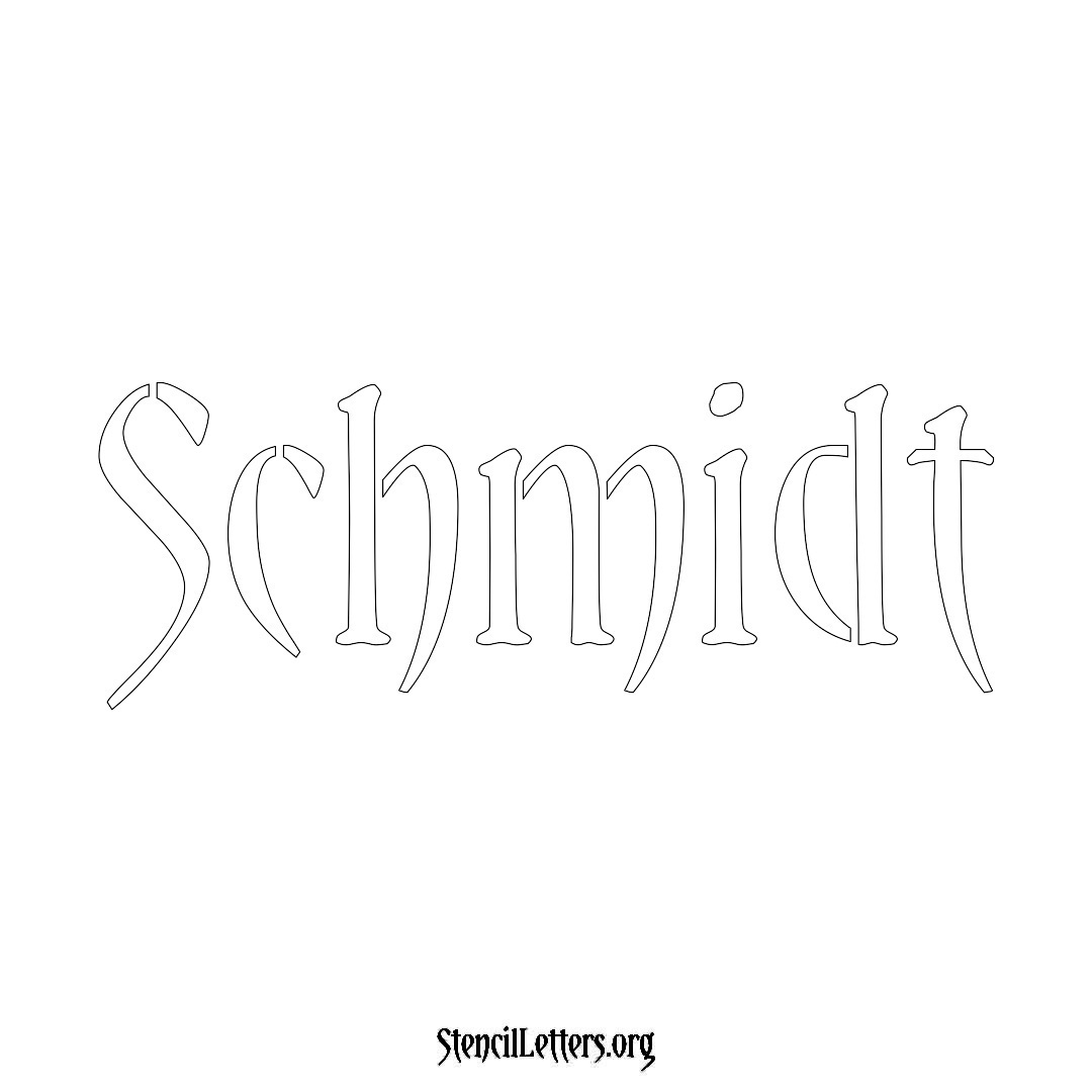 Schmidt name stencil in Vintage Brush Lettering