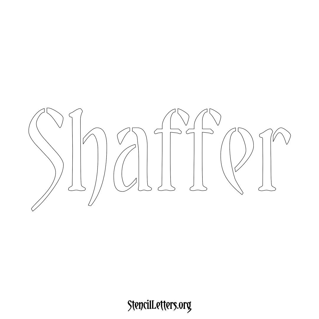 Shaffer name stencil in Vintage Brush Lettering