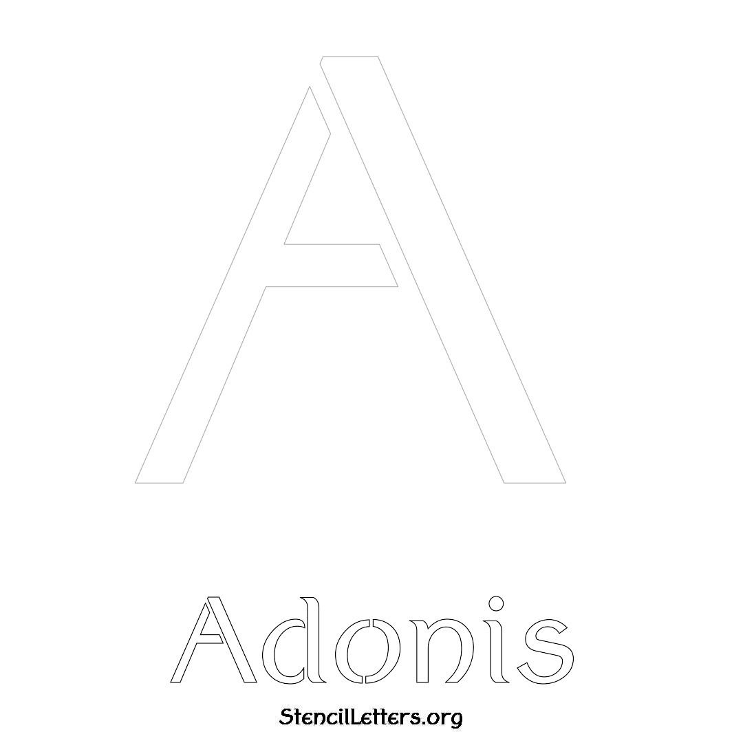 Adonis printable name initial stencil in Ancient Lettering