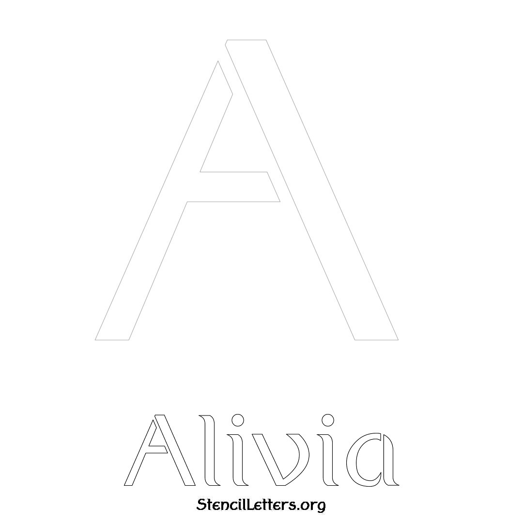 Alivia printable name initial stencil in Ancient Lettering