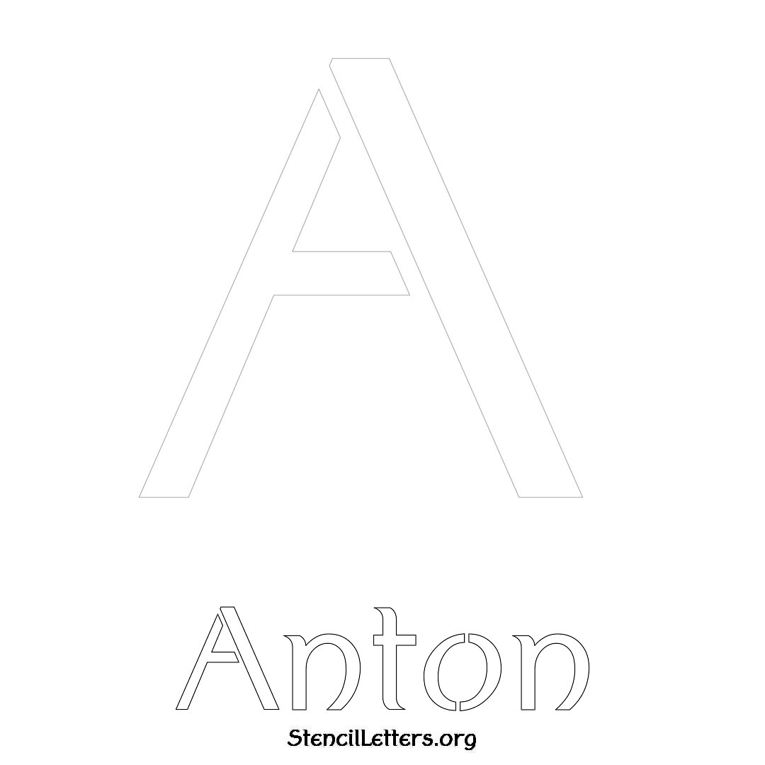 Anton printable name initial stencil in Ancient Lettering