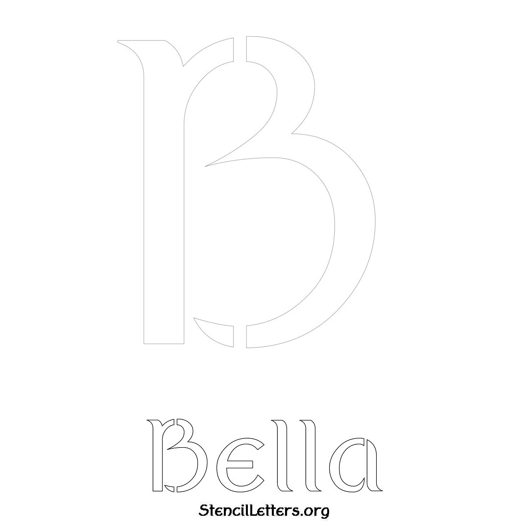 Bella printable name initial stencil in Ancient Lettering