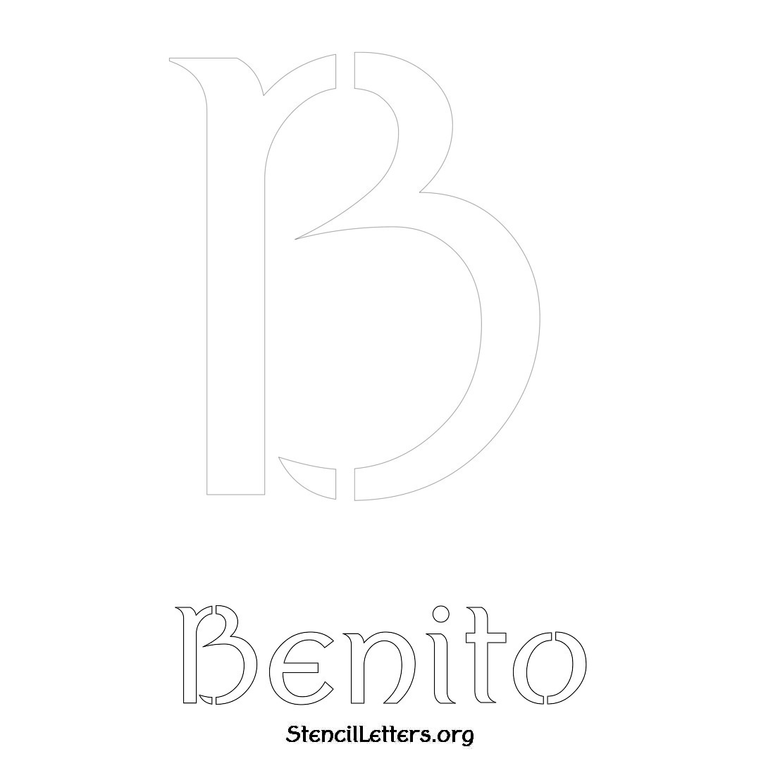 Benito printable name initial stencil in Ancient Lettering