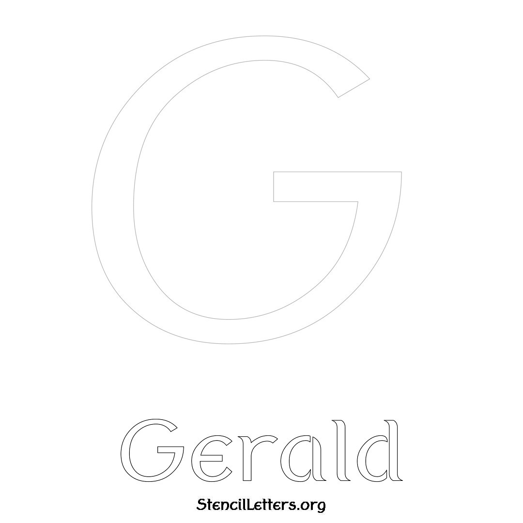 Gerald printable name initial stencil in Ancient Lettering