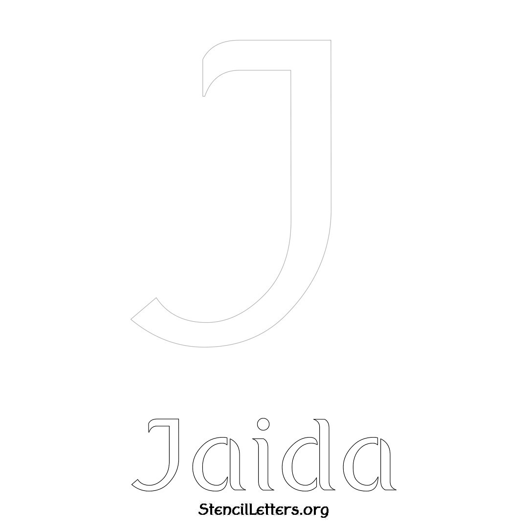Jaida printable name initial stencil in Ancient Lettering
