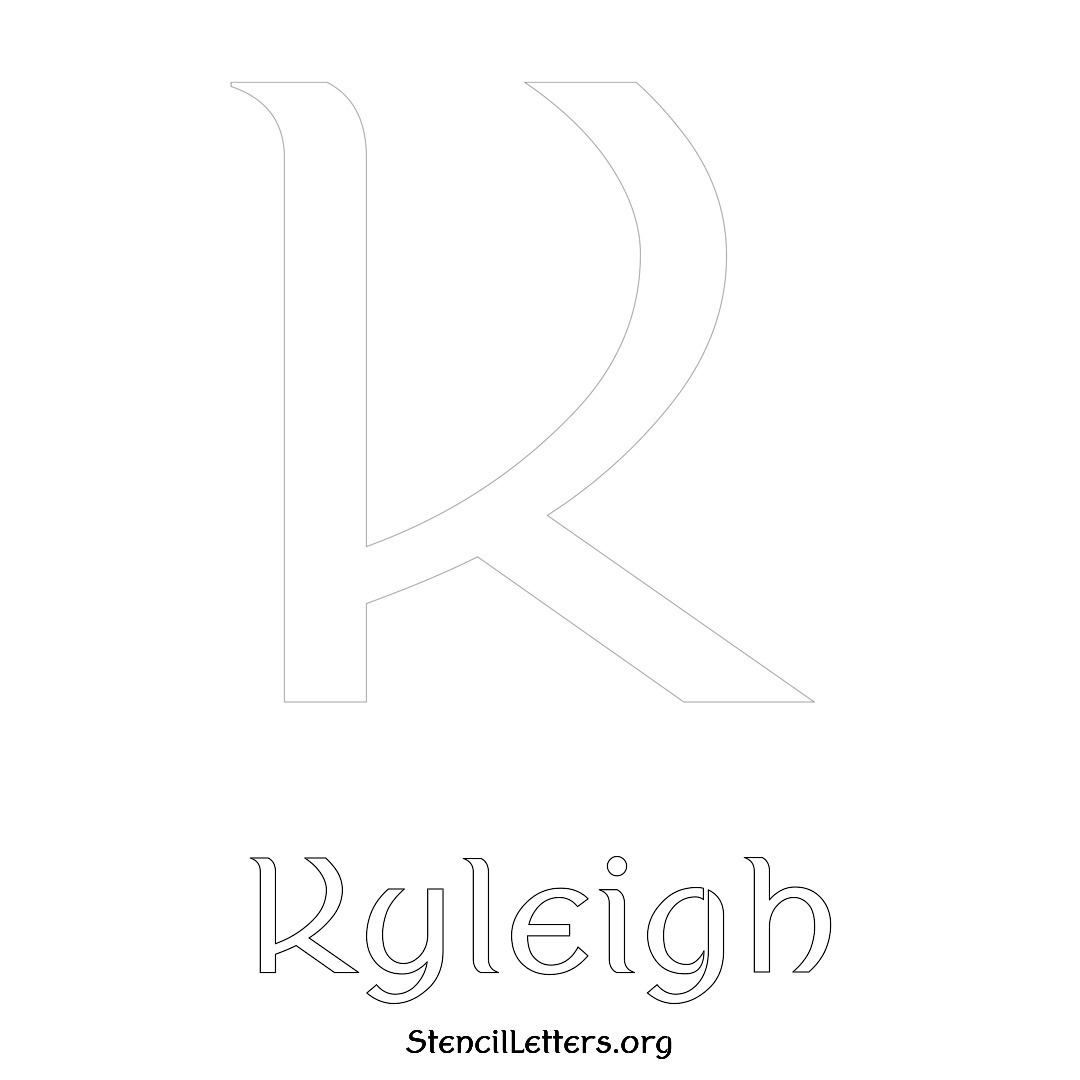 Kyleigh printable name initial stencil in Ancient Lettering