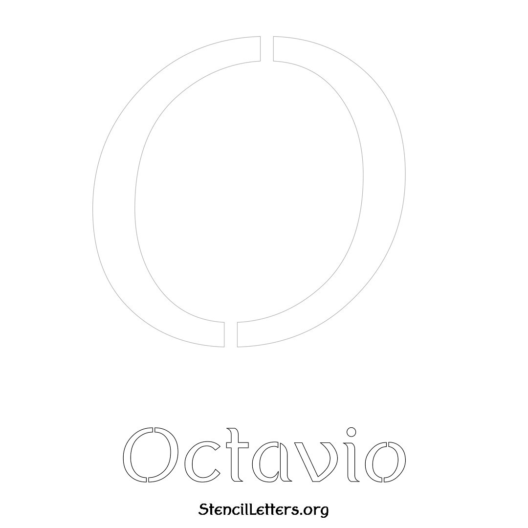 Octavio printable name initial stencil in Ancient Lettering