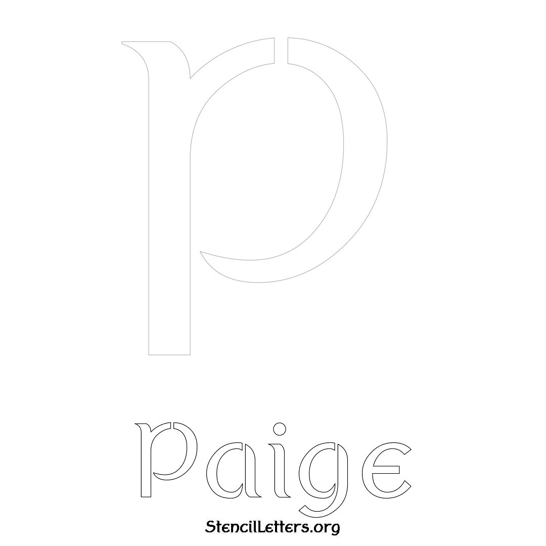 Paige printable name initial stencil in Ancient Lettering