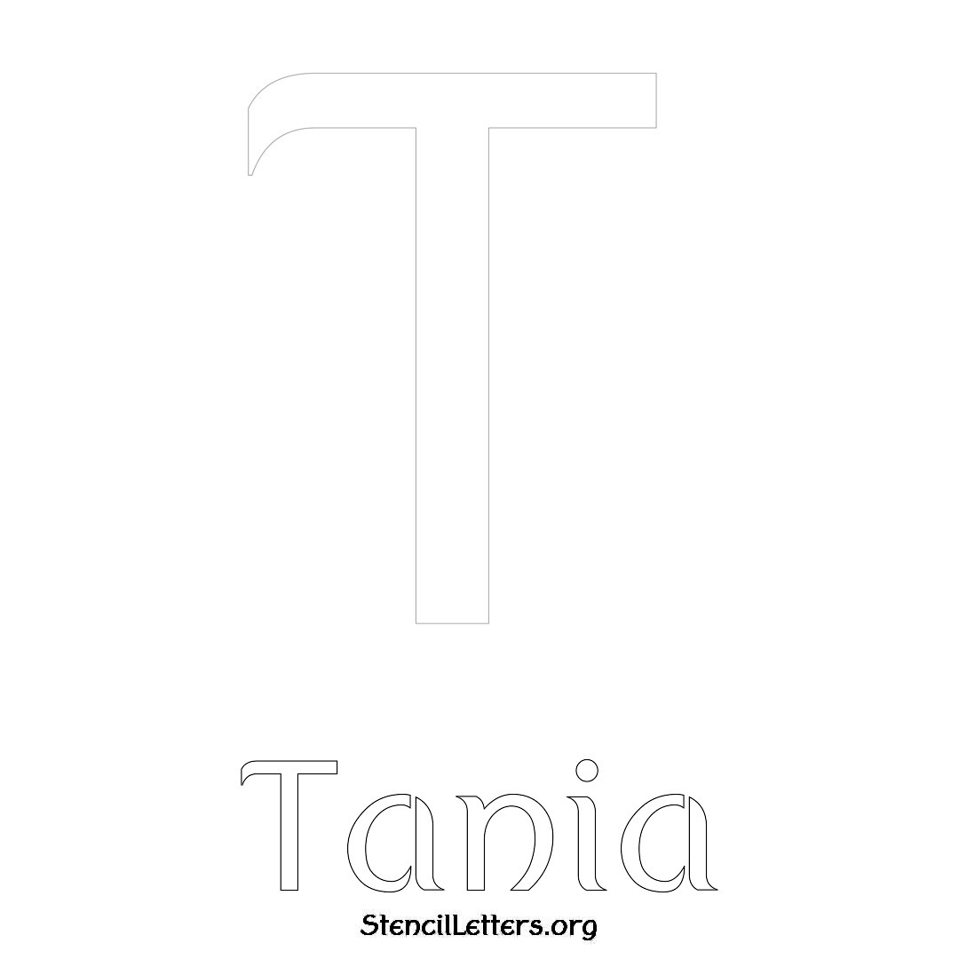 Tania printable name initial stencil in Ancient Lettering