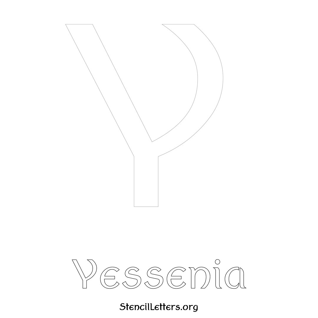 Yessenia printable name initial stencil in Ancient Lettering