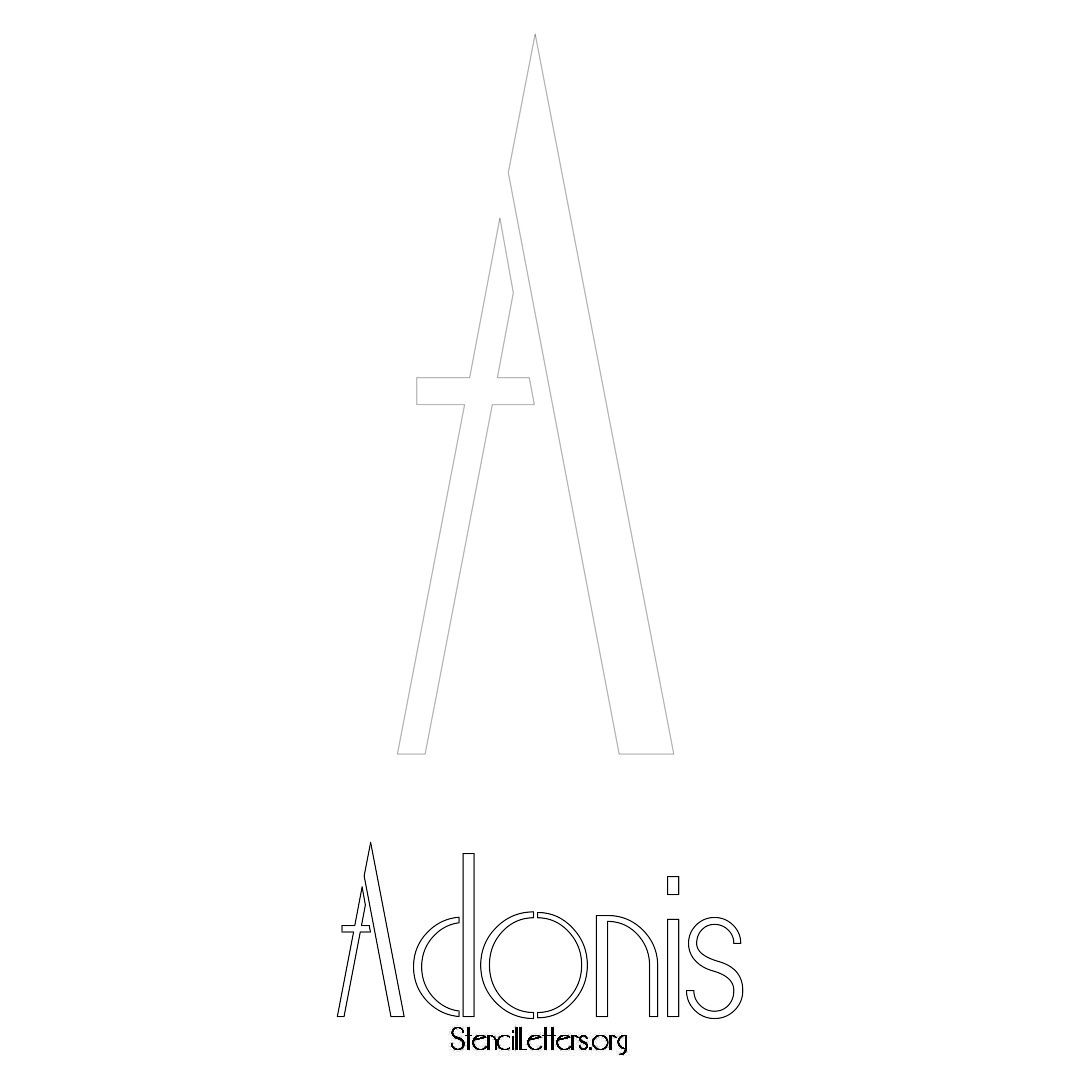 Adonis printable name initial stencil in Art Deco Lettering