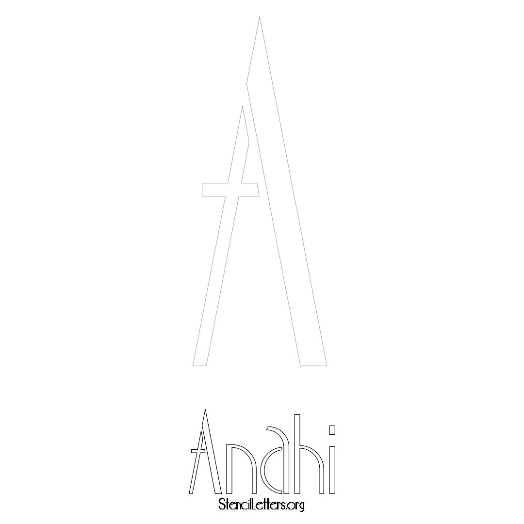 Anahi printable name initial stencil in Art Deco Lettering