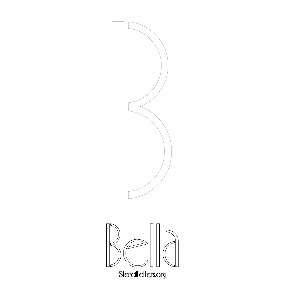 Bella printable name initial stencil in Art Deco Lettering