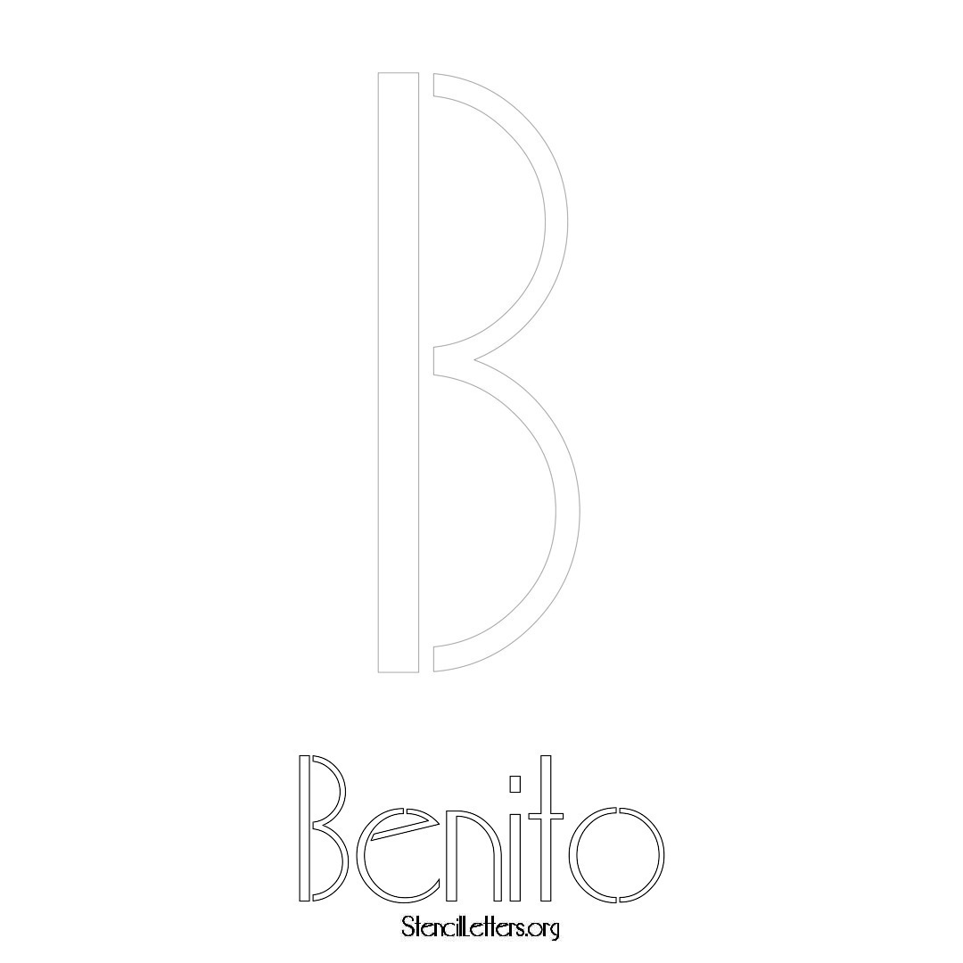 Benito printable name initial stencil in Art Deco Lettering