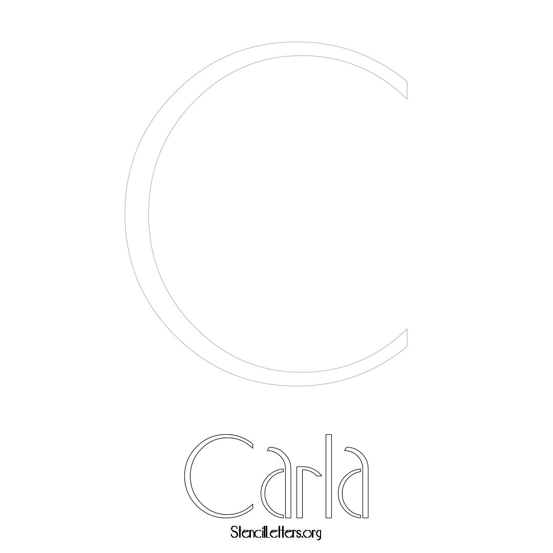 Carla printable name initial stencil in Art Deco Lettering
