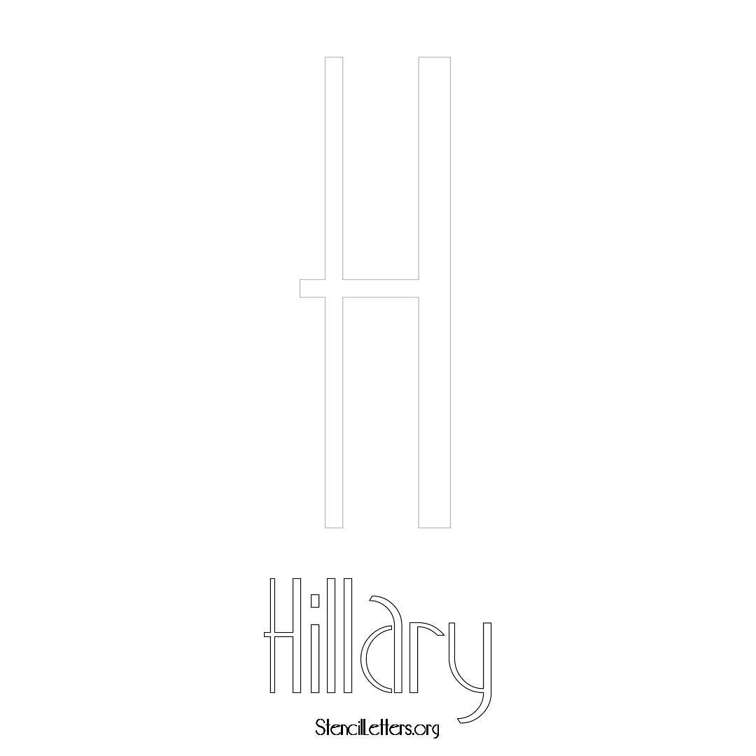 Hillary printable name initial stencil in Art Deco Lettering