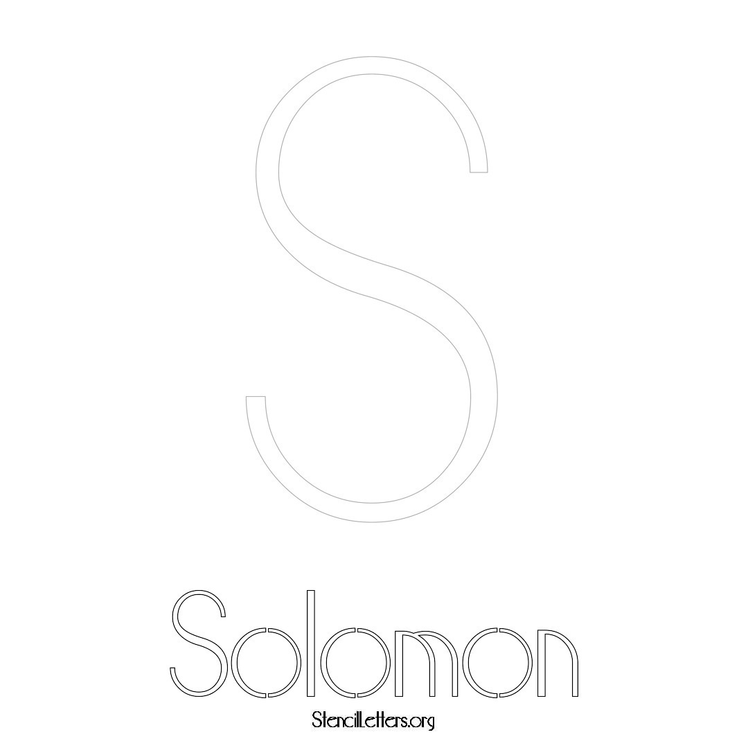 Solomon printable name initial stencil in Art Deco Lettering