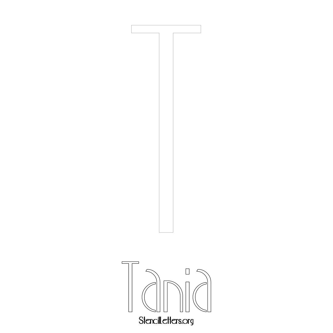 Tania printable name initial stencil in Art Deco Lettering