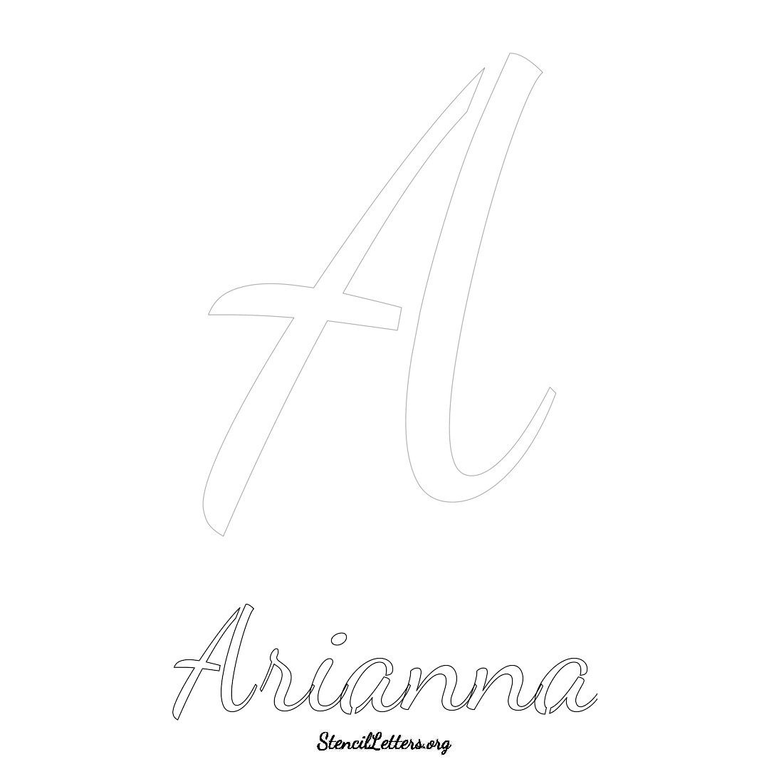 Arianna printable name initial stencil in Cursive Script Lettering