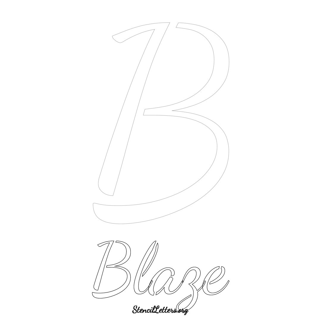 Blaze printable name initial stencil in Cursive Script Lettering