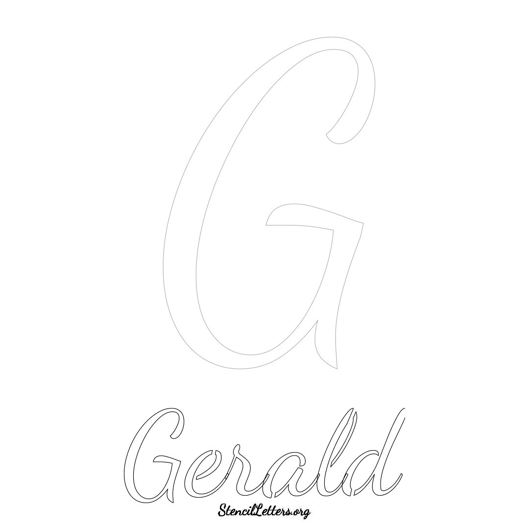 Gerald printable name initial stencil in Cursive Script Lettering